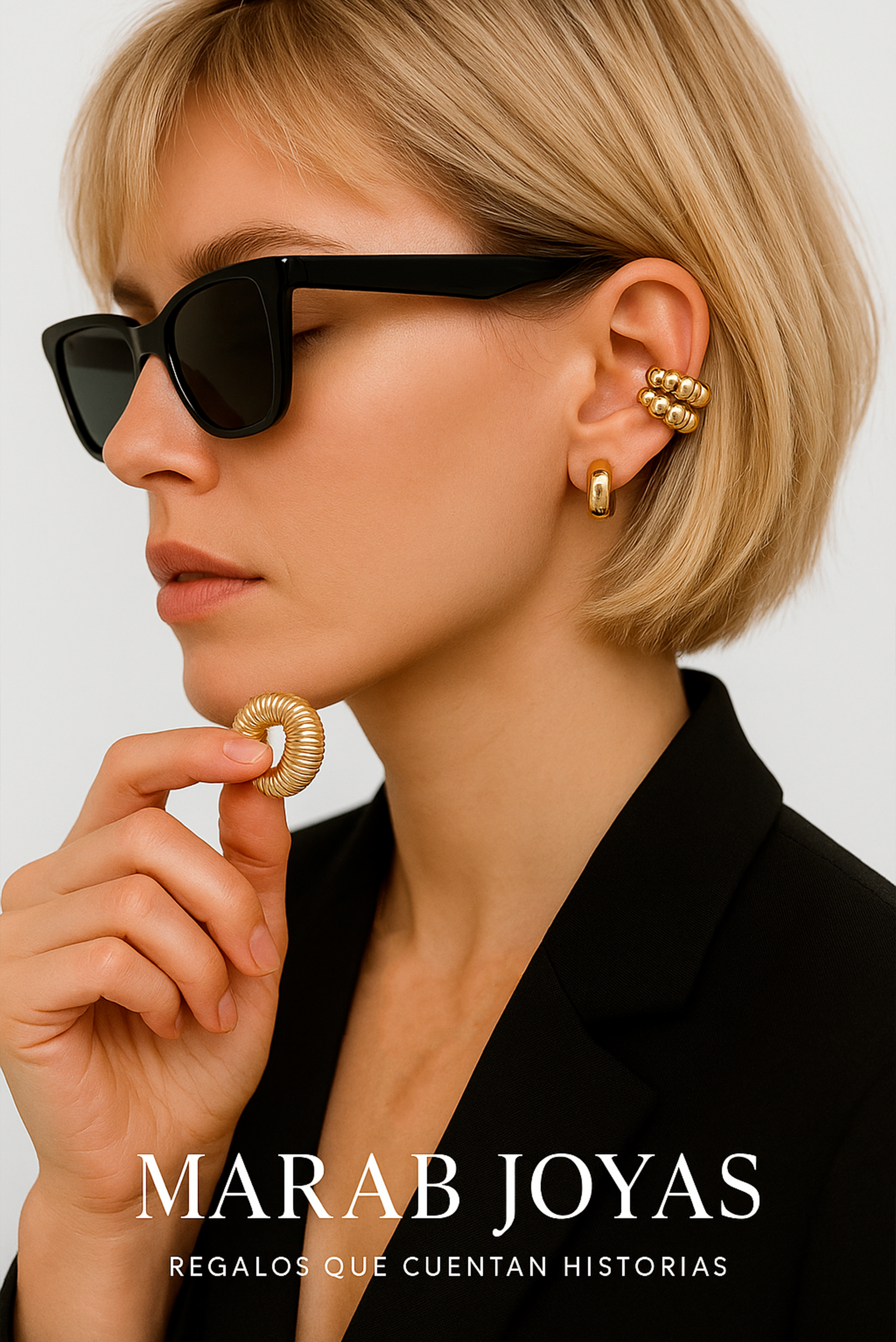 Set Ear Cuffs Dorados: 3 Diseños en Volumen Esculpido