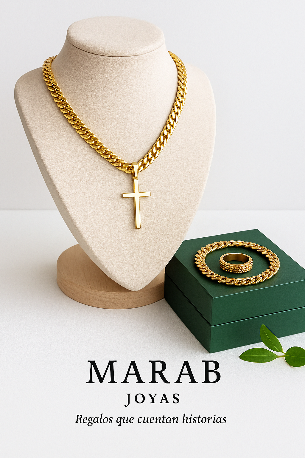 Set Cadena Cubana con Cruz Dorada