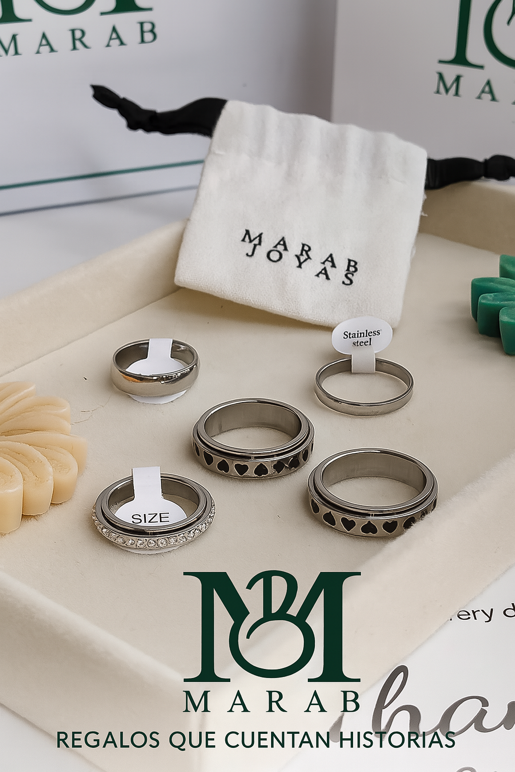Set de Anillos “Acero & Minimalismo” — Estilo Masculino en Plateado (El Set incluye 5 Unidades)