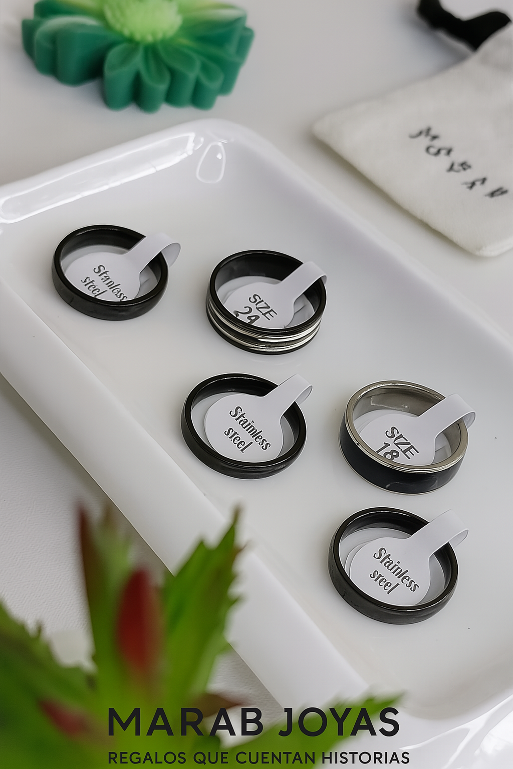 Set de Anillos — Estilo Masculino en Negro (El Set incluye 5 Unidades)