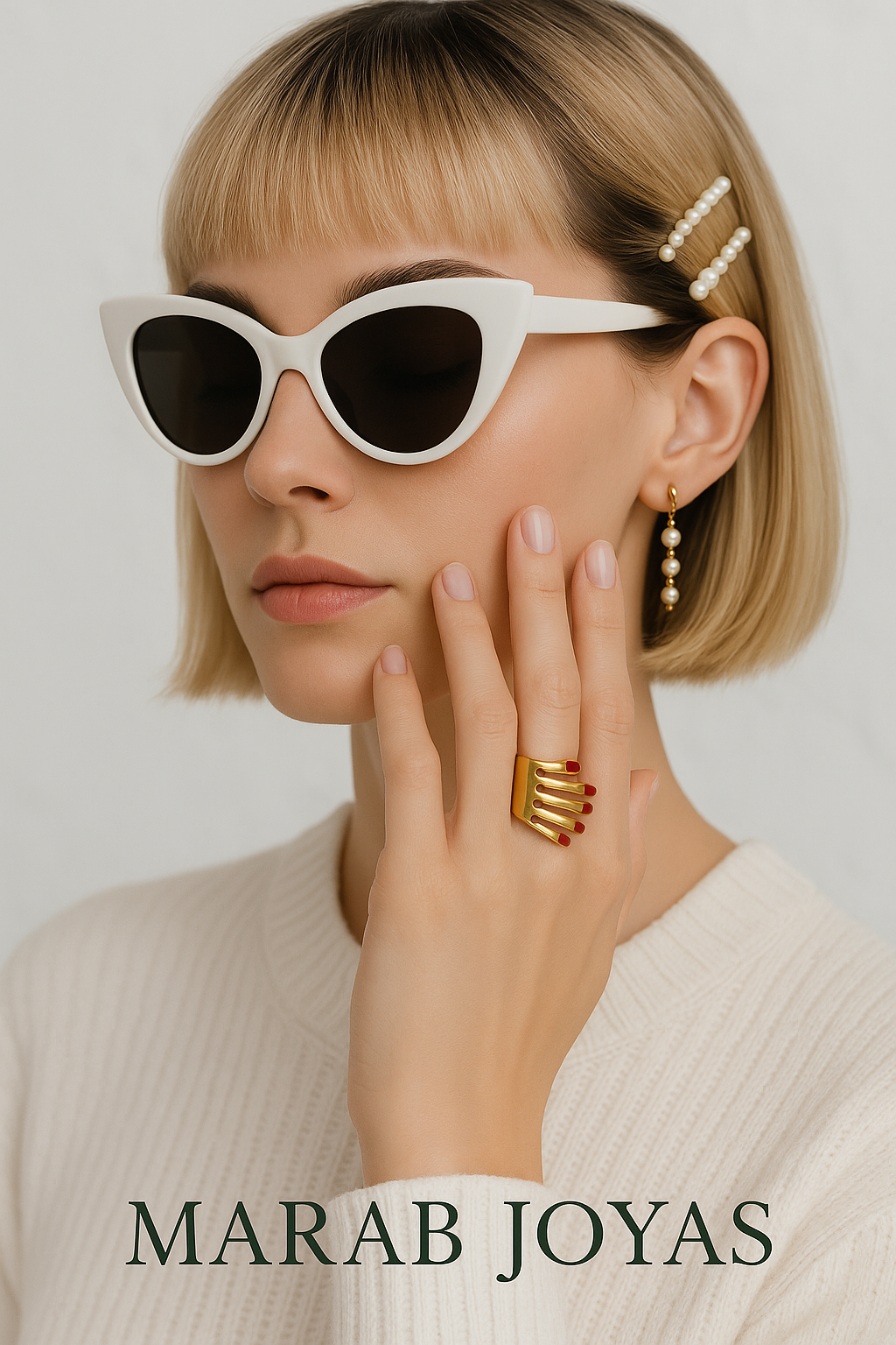 Anillo Dorado “Manicure” – Arte Pop con Acabado de Alta Joyería
