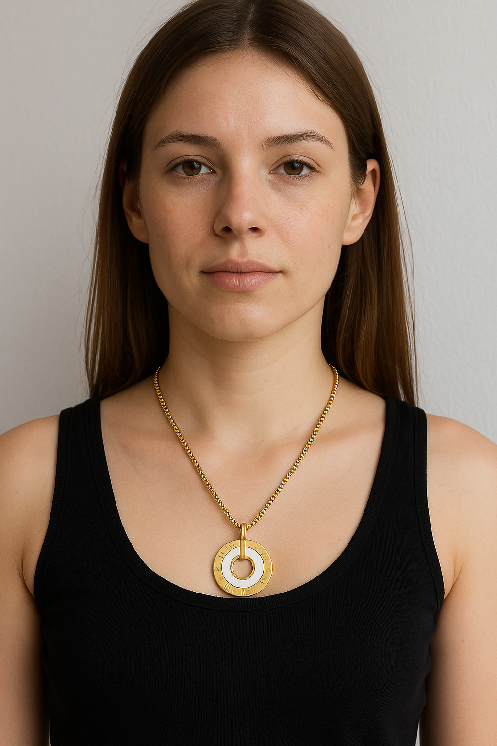 Collar Aro Romano Dorado y Nácar