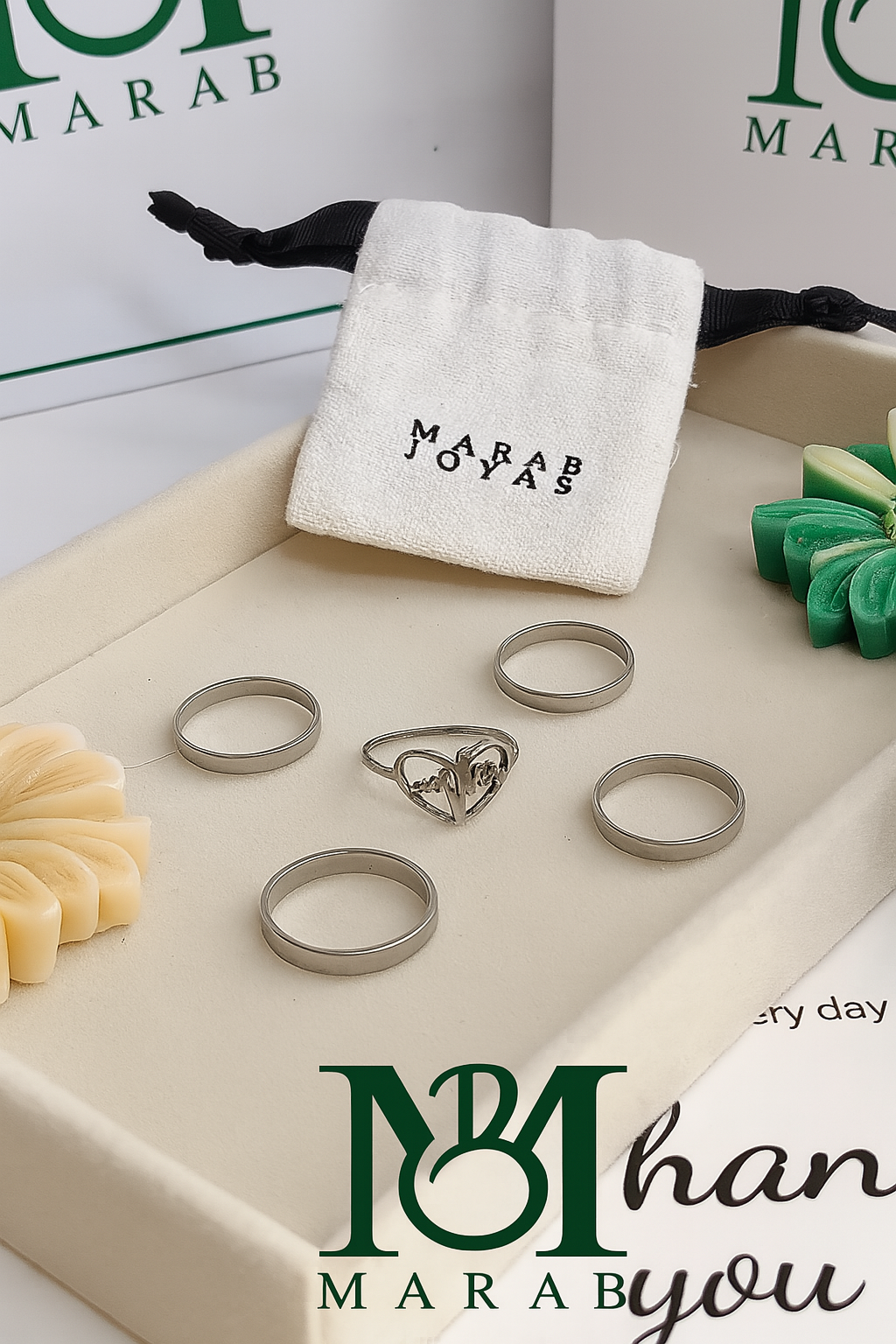 Set de Anillos “Acero & Minimalismo” — Estilo Masculino en Plateado (El Set incluye 5 Unidades)