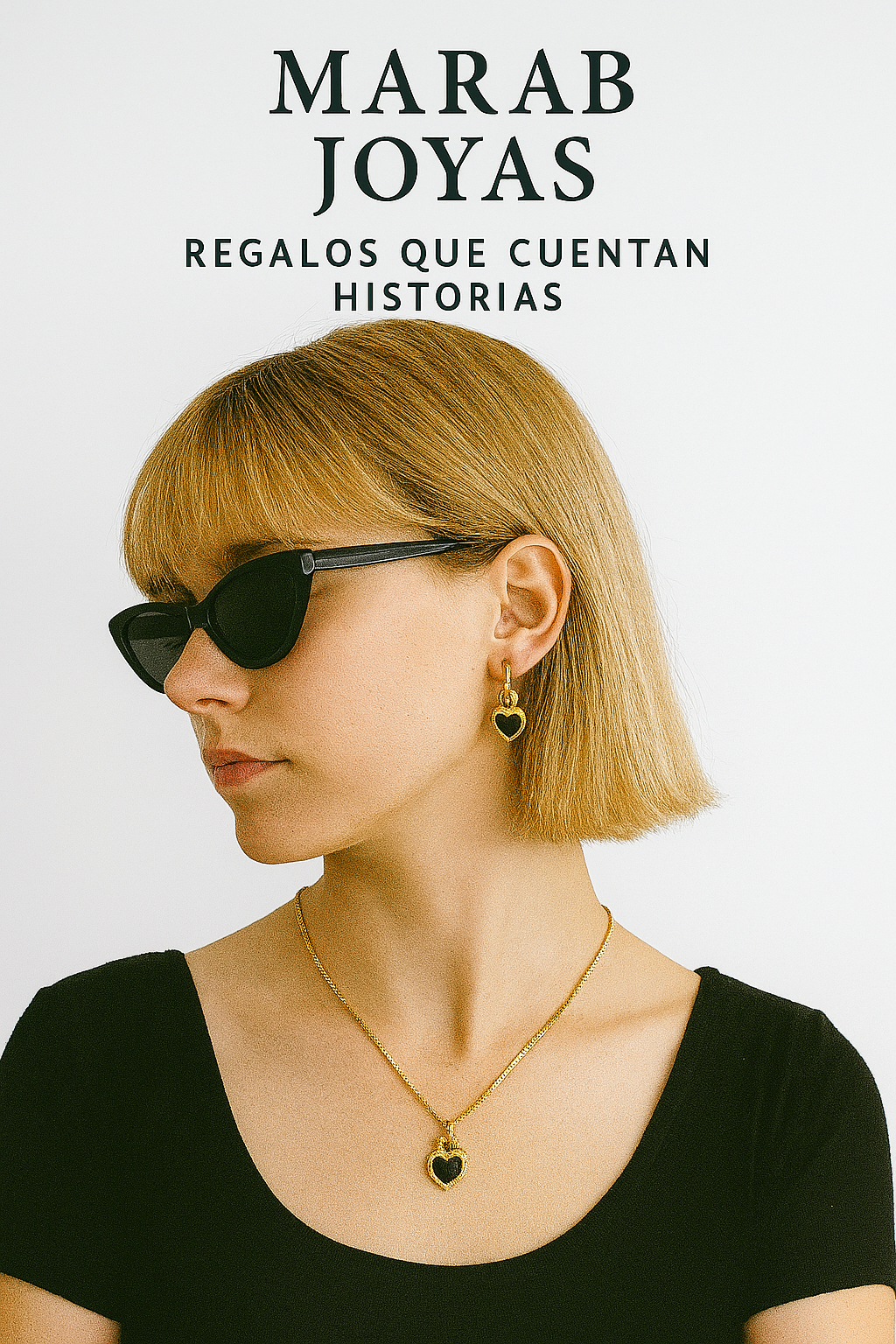 Set Corazón Negro Dorado