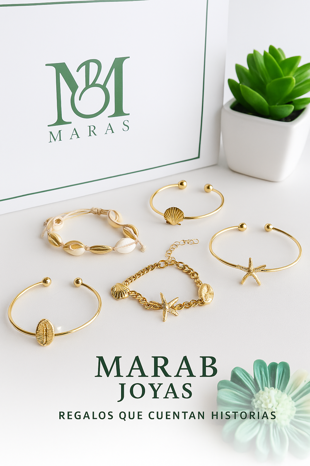 Set Pulseras Marinas Doradas