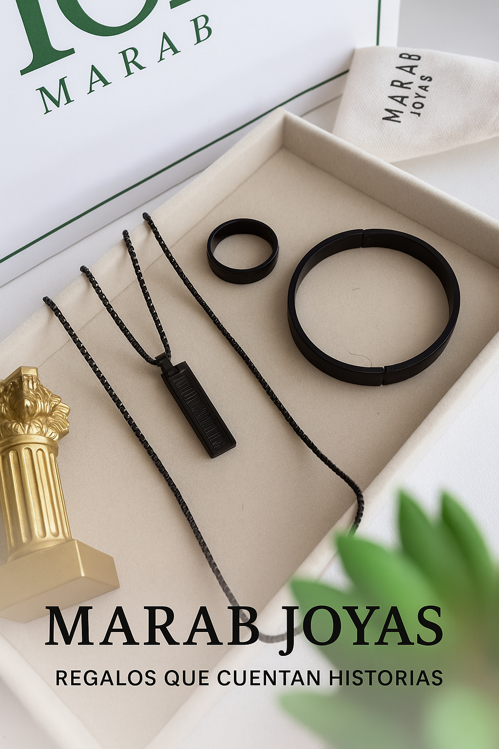 Set “Imperium” — Collar, Pulsera y Anillo Negro Mate