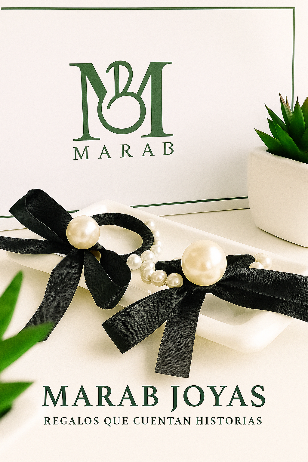 Lazos Negros con Perlas (Set 2 piezas)