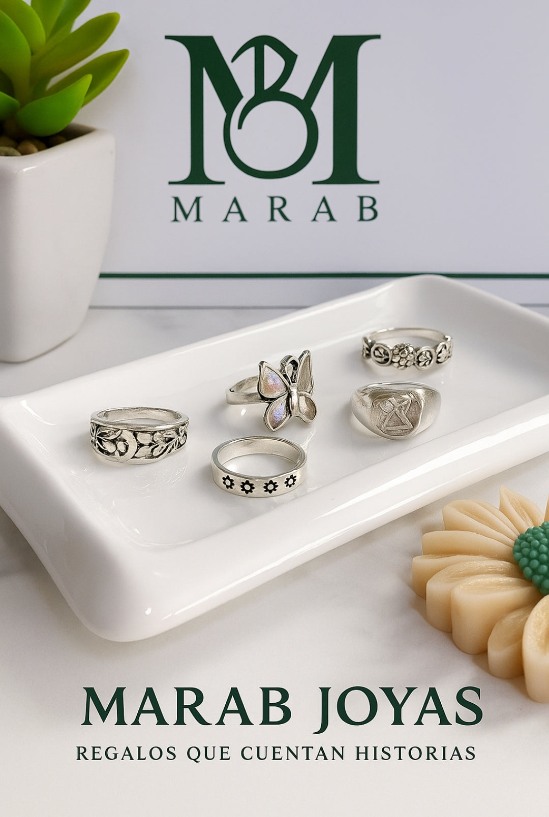 Set de 5 Anillos Plateados Vintage – MARAB JOYAS