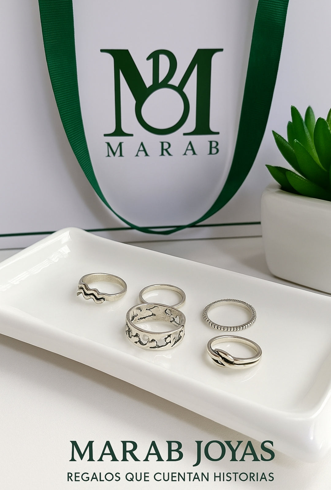 Set de Anillos Olas y Nudos
