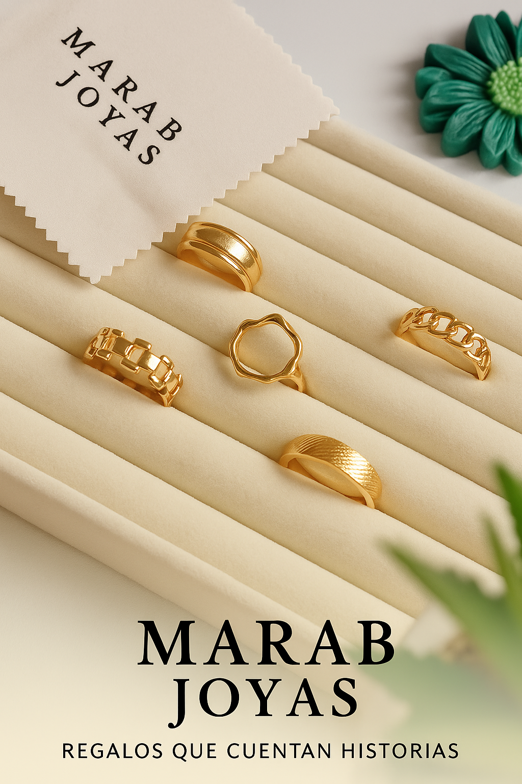 Set de Anillos Dorados Modelo Geométrico (5 Unidades)