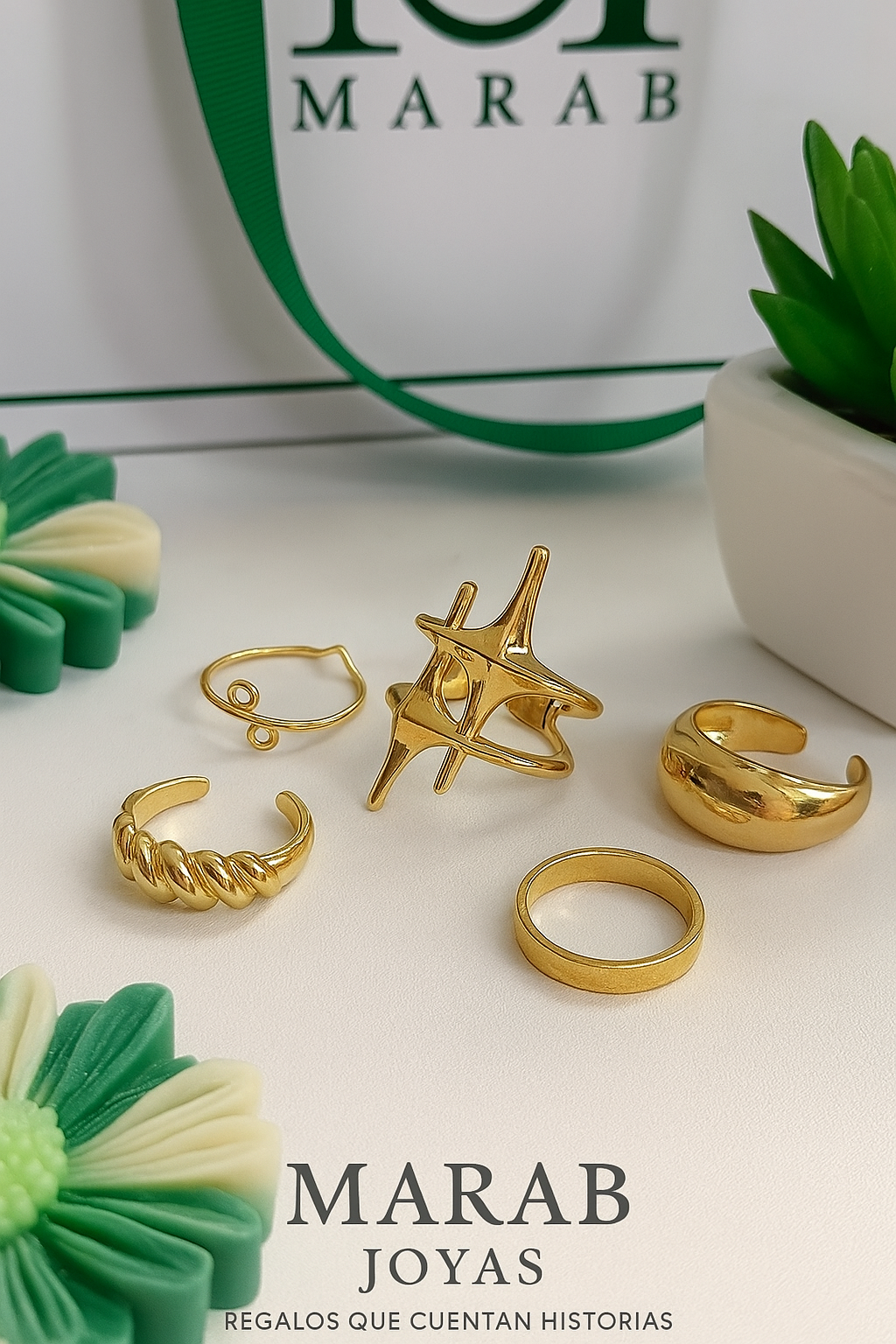 Set de Anillos Dorados (5 piezas)