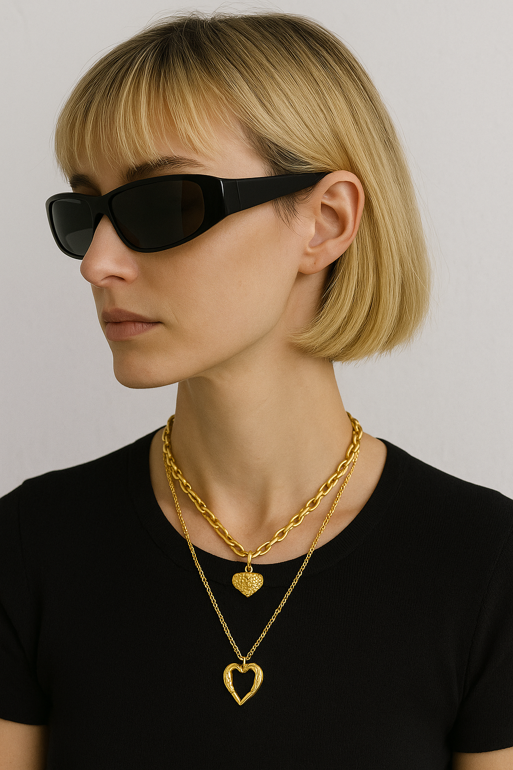 Set Corazones Texturizados Dorado