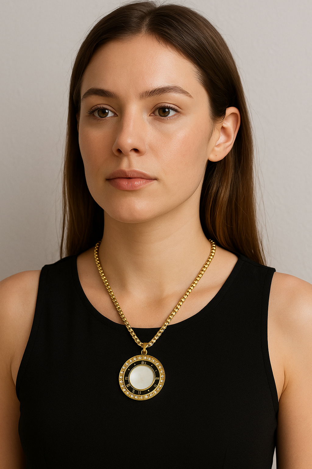 Collar Medallón Madreperla Dorado