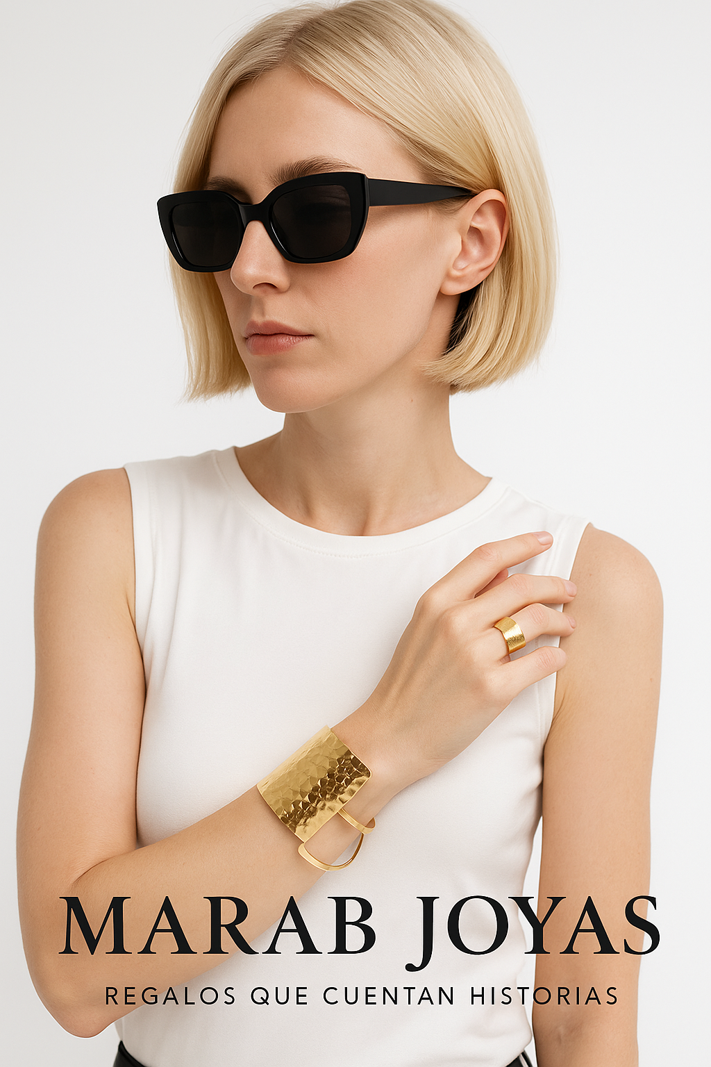 Set Martillado Dorado: Brazalete + Anillo Ajustable
