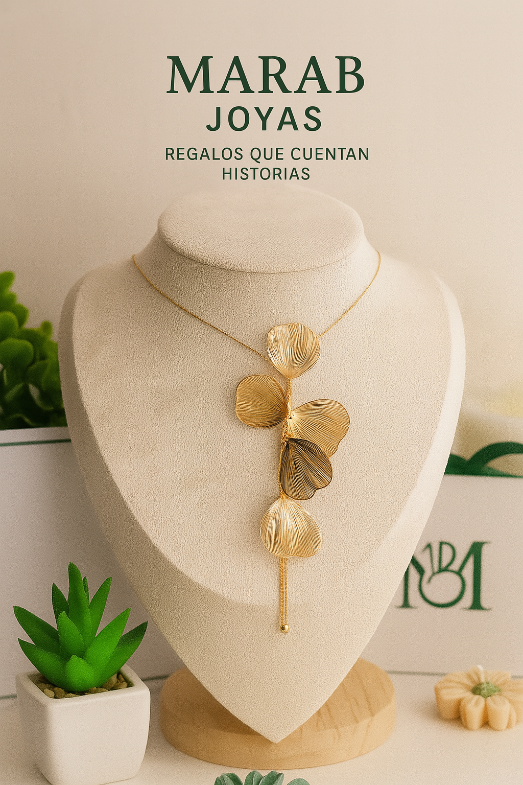 Collar Largo Petalos Texturizados: Elegancia Natural