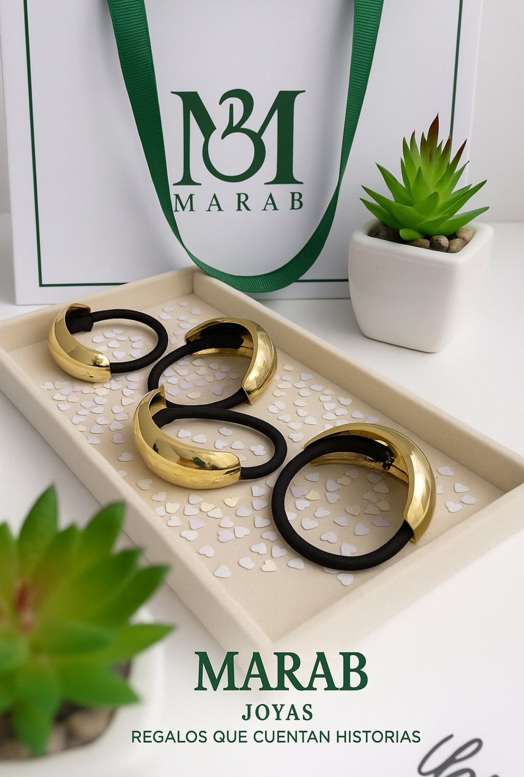 Set de colas doradas estilo cápsula escultural