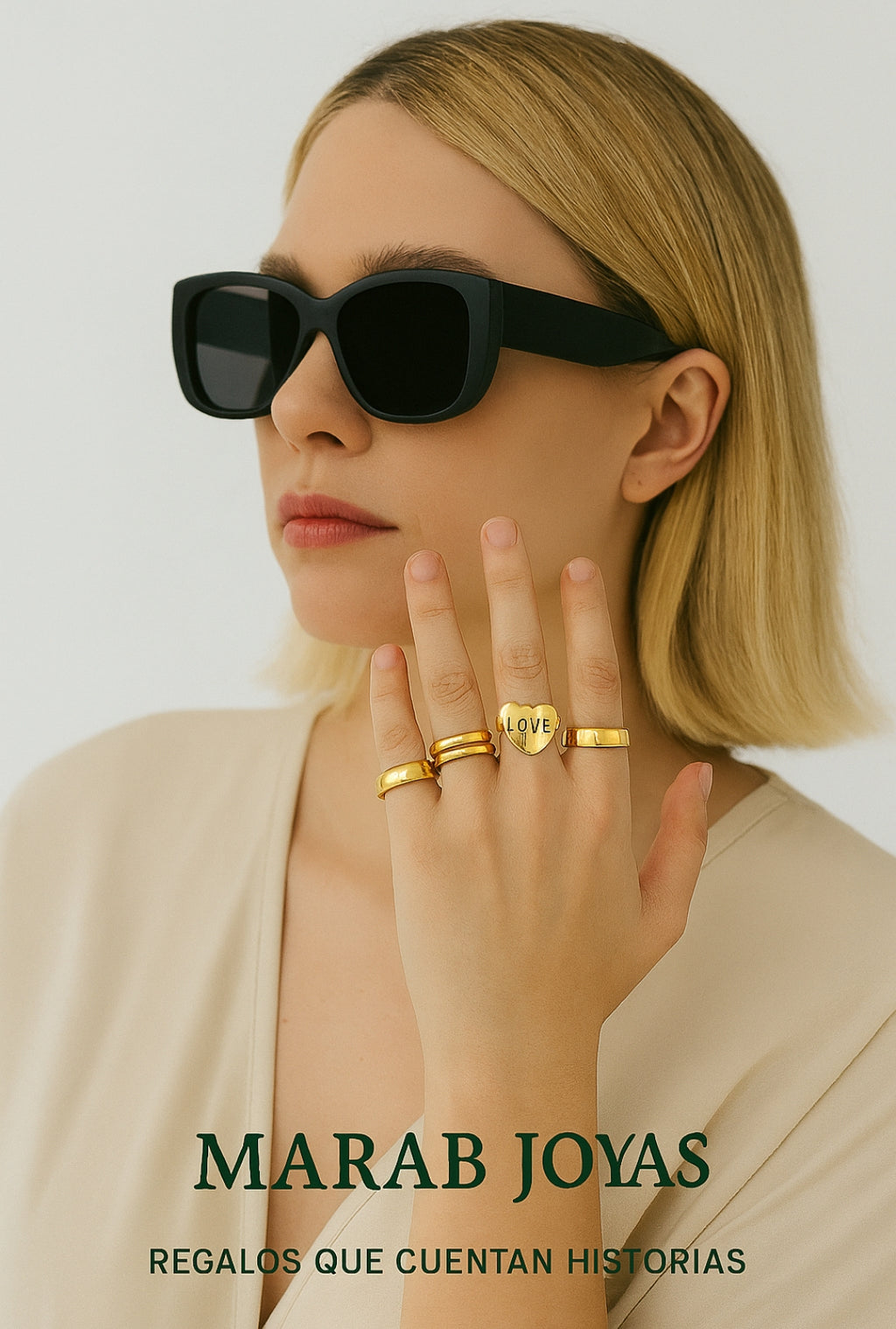 Set de anillos dorados “Love”