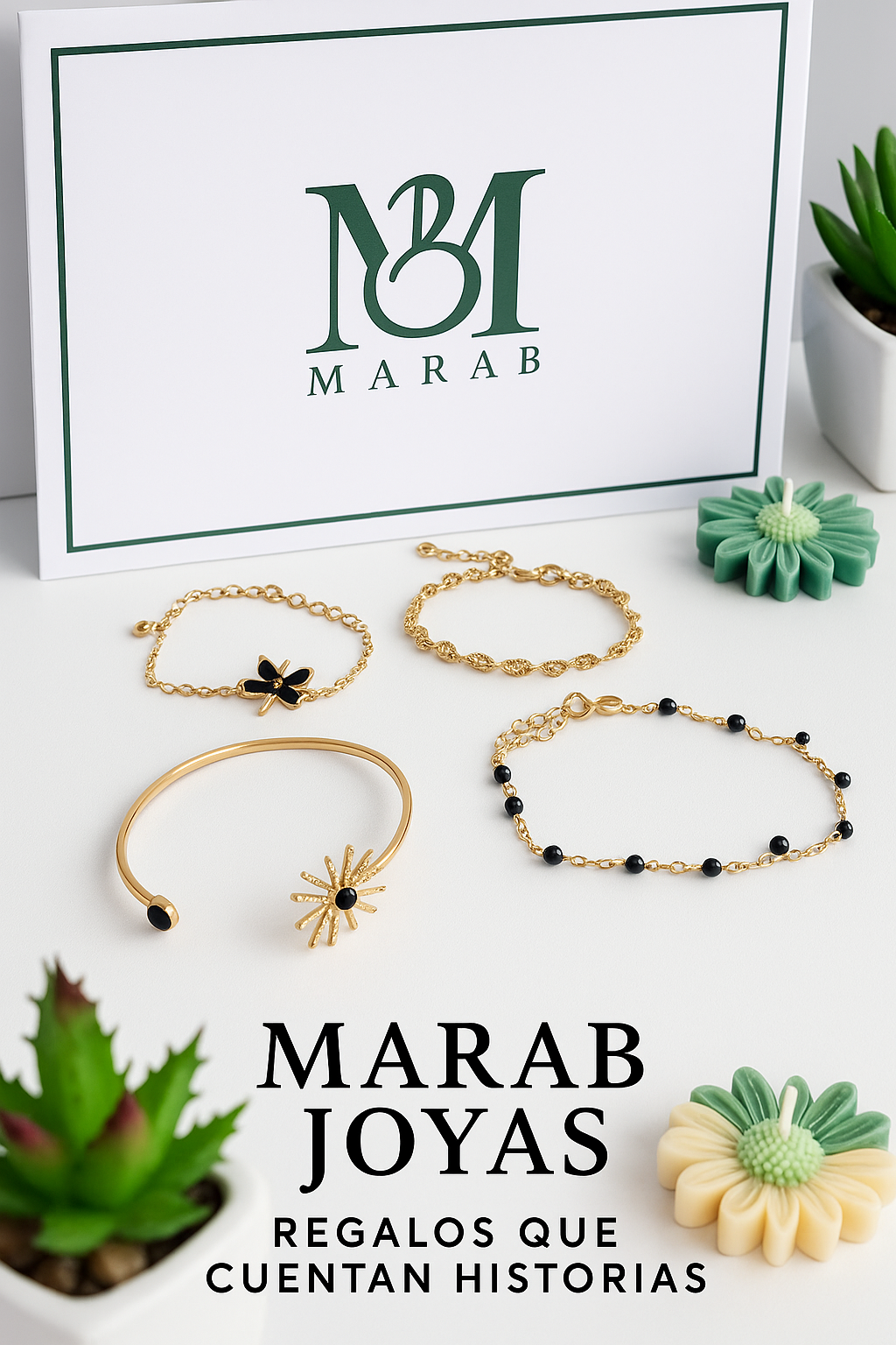 Set Pulseras Doradas & Detalles Negros: 4 Diseños Delicados